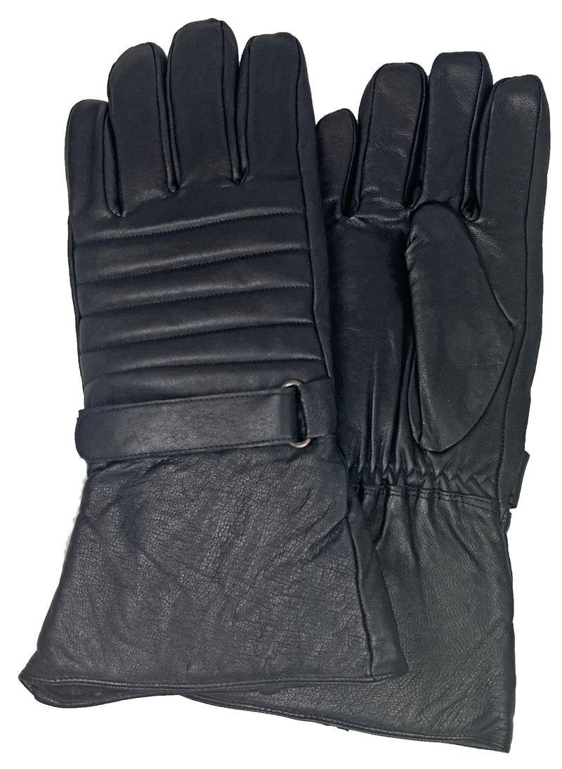 Men long winter leather gloves